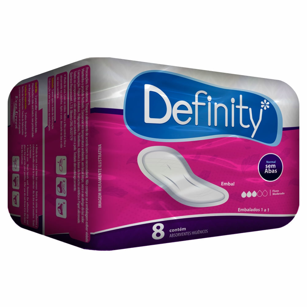 Absorvente Definity sem Abas 8 Un.