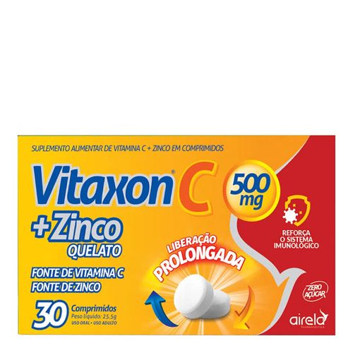 Vitaxon-C---Zinco-500mg-Airela-30-comprimidos Vitaxon-C---Zinco-500mg-Airela-30-comprimidos