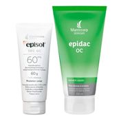Kit Protetor Solar Facial Episol Sec Oc Toque Seco FPS60 60g + Sabonete Líquido Facial Epidac OC 150ml