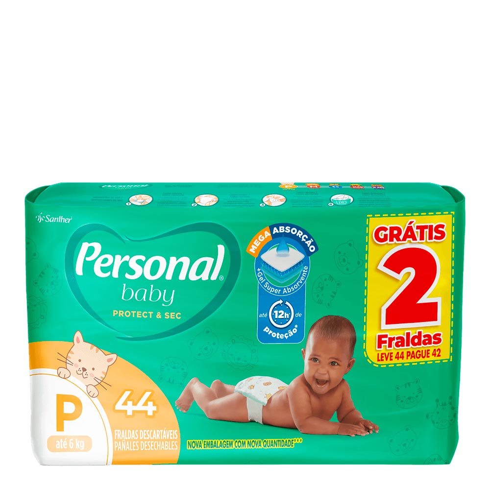 Fralda Personal Baby Protect &Sec Tamanho P 44 Unidades - Drogarias Pacheco