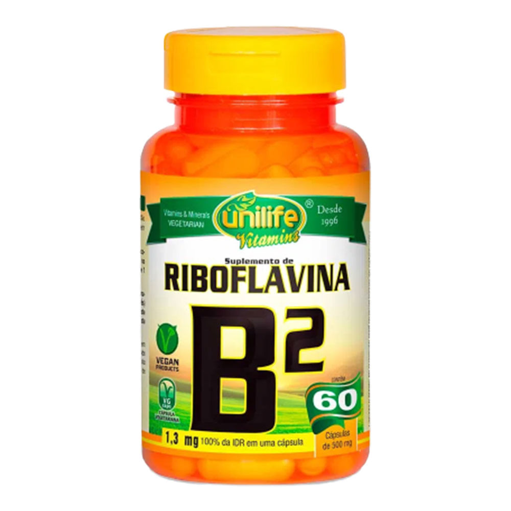 Vitamina B2 Riboflavina Unilife 60 Cápsulas De 500mg Drogarias Pacheco 3846