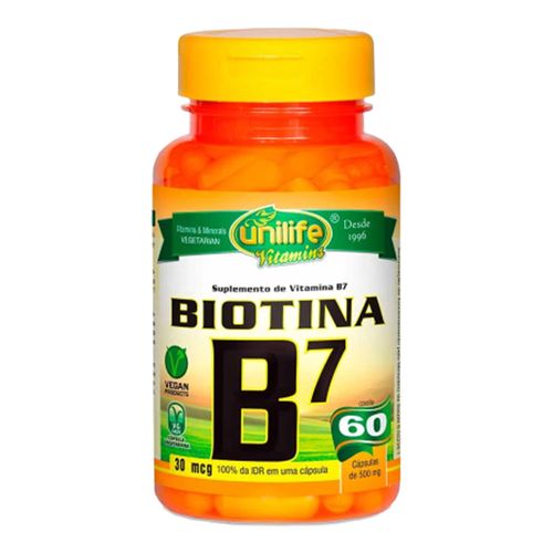 Vitamina-B7-Biotina---Unilife---60-Capsulas-de-500mg Vitamina-B7-Biotina---Unilife---60-Capsulas-de-500mg