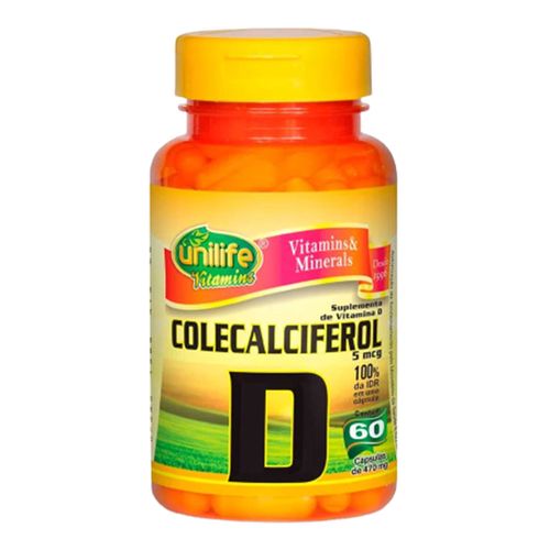 Vitamina D Colecalciferol - Unilife - 60 Cápsulas de 470mg Vitamina D Colecalciferol - Unilife - 60 Cápsulas de 470mg
