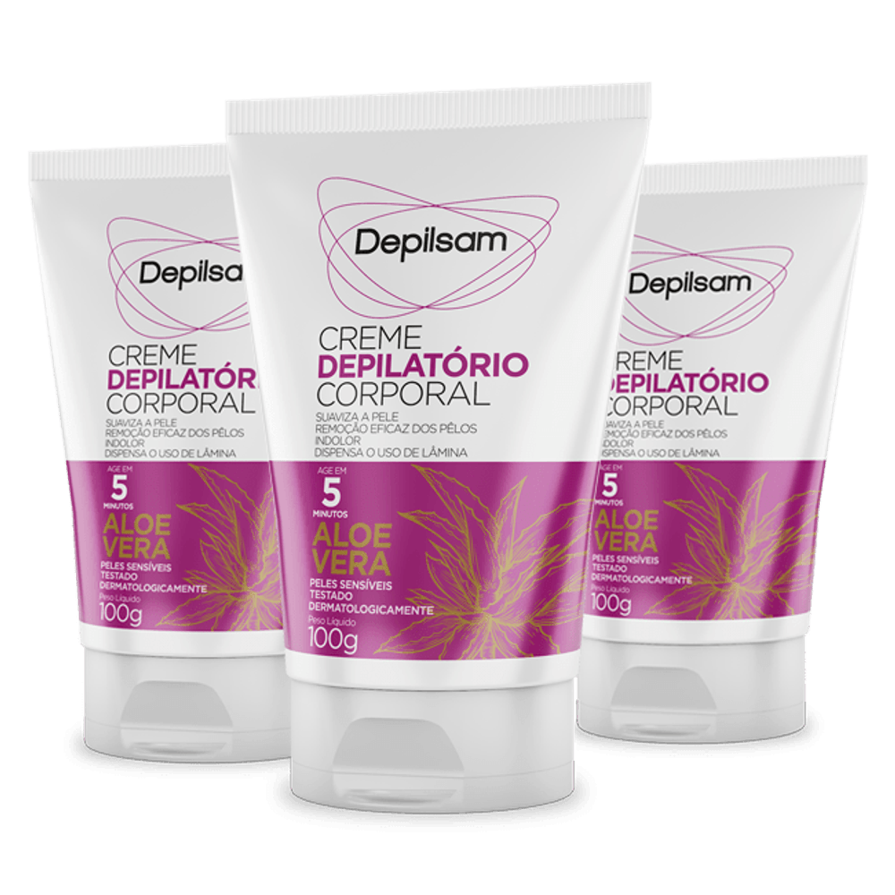 Kit Creme Depilatório Corporal Depilsam Aloe Vera 100G com 3 unidades ...