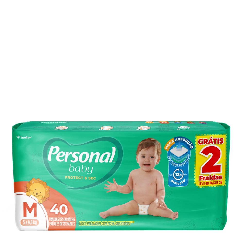 Fralda Personal Baby Premium Protection Tamanho M 34 unidades