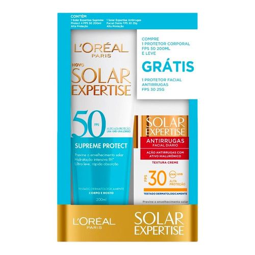 800848---Kit-Protetor-Solar-Corporal-L-oreal-Paris-Supreme-Protect-4-FPS50-Solar-Expertise-200ml---Protetor-Facial-Antirrugas-FPS30-25g-1