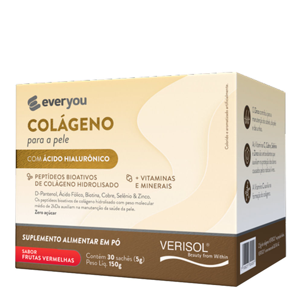 Colágeno Verisol + HA Ever You Frutas Vermelhas 30 Sachês com 5g Cada ...