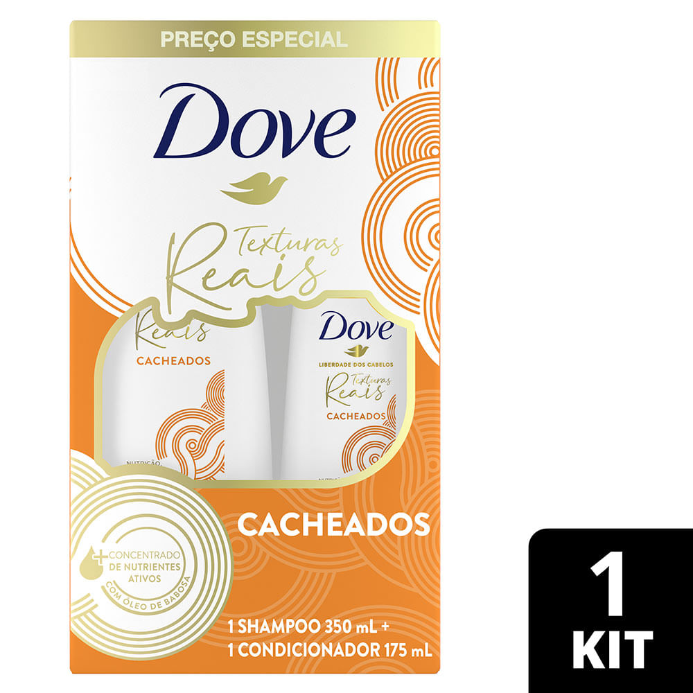 Kit Shampoo Dove Texturas Reais Cacheados 350ml + Condicionador 175ml