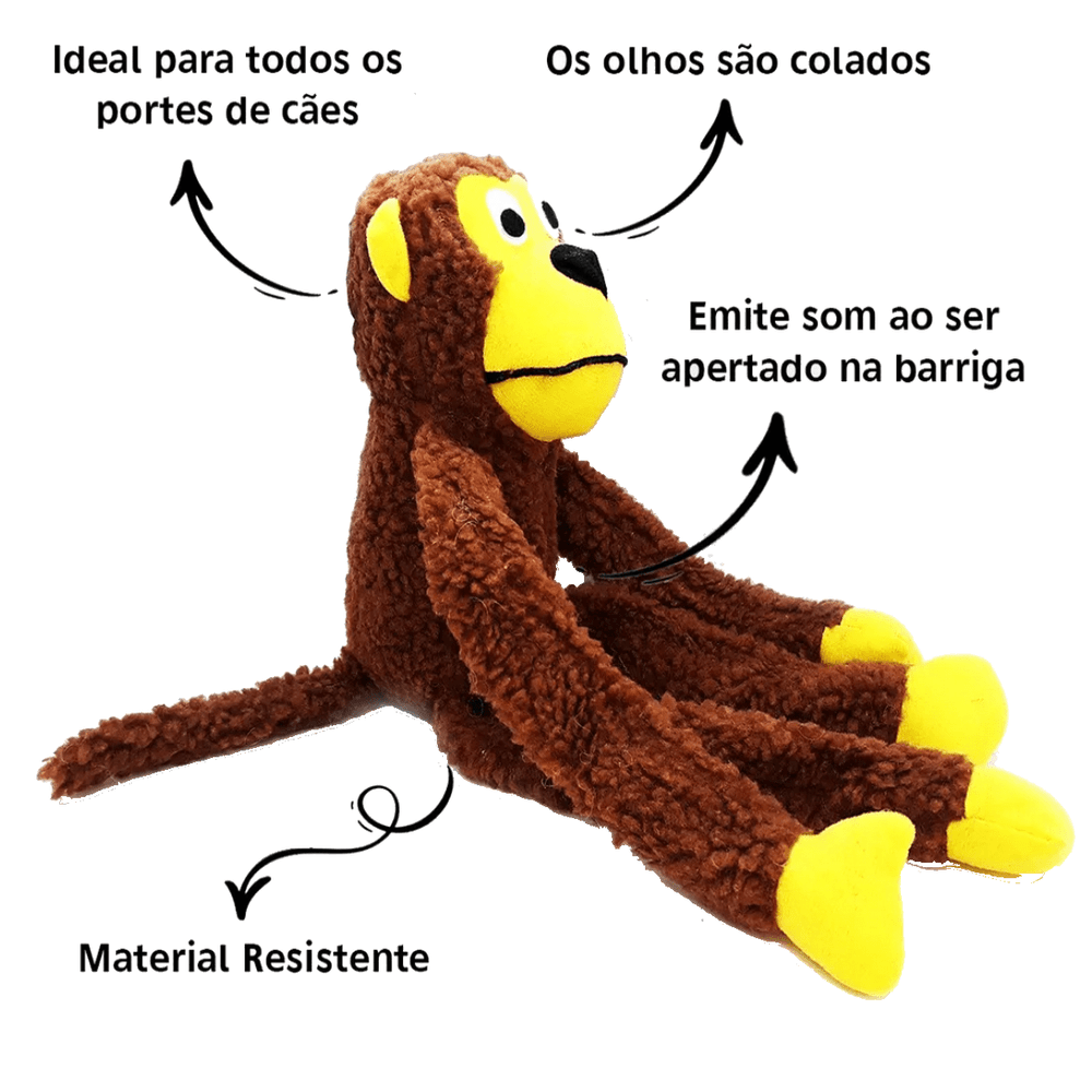 Macaco de pelúcia pet: muita diversão para os cães