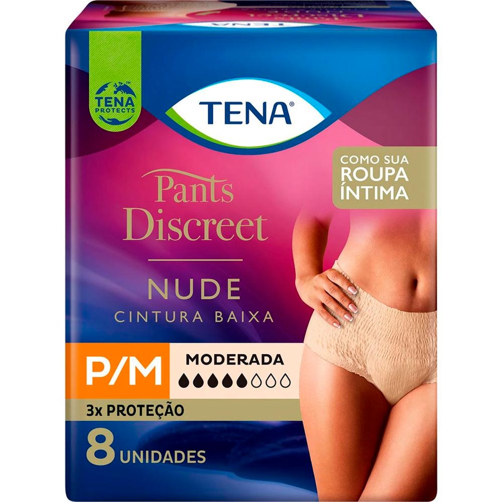 Roupa Íntima Tena Pants Discreet Nude Tamanho P/M 8 Unidades - Drogarias  Pacheco