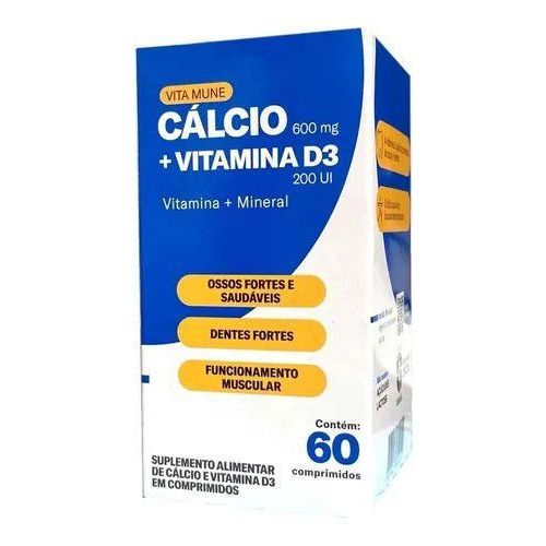 Cálcio + Vitamina Vita Mune 600MG+200UI C/60 Comprimidos - Drogarias ...