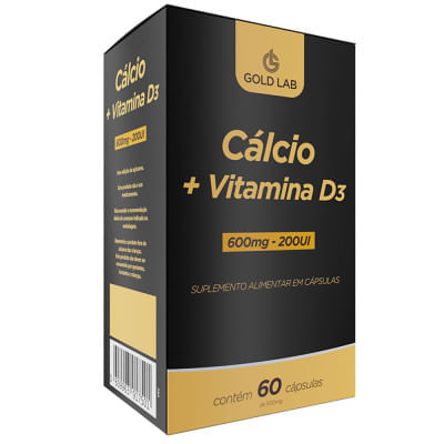 Cálcio +Vitamina D3 Gold Lab c/60 Cápsulas