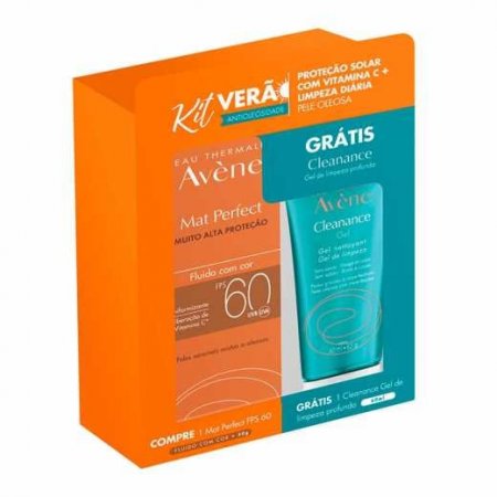 Encontraproduto.com.br - Kit Protetor Solar Avène Mat Perfect COM Cor FPS60+Cleanance 60g