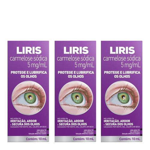 Kit-Liris-Colirio-para-os-Olhos-com-Carmelose-Sodica-Lubrifica-Hidrata-e-Protege-10ml-3-Unidades