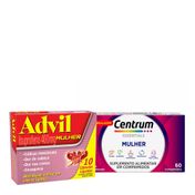 Kit-Polivitaminico-Centrum-Essentials-Mulher-Vitaminas-de-A-a-Z-60-Comprimidos--Analgesico-Advil-Mulher-Ibuprofeno-400mg-10-Capsulas