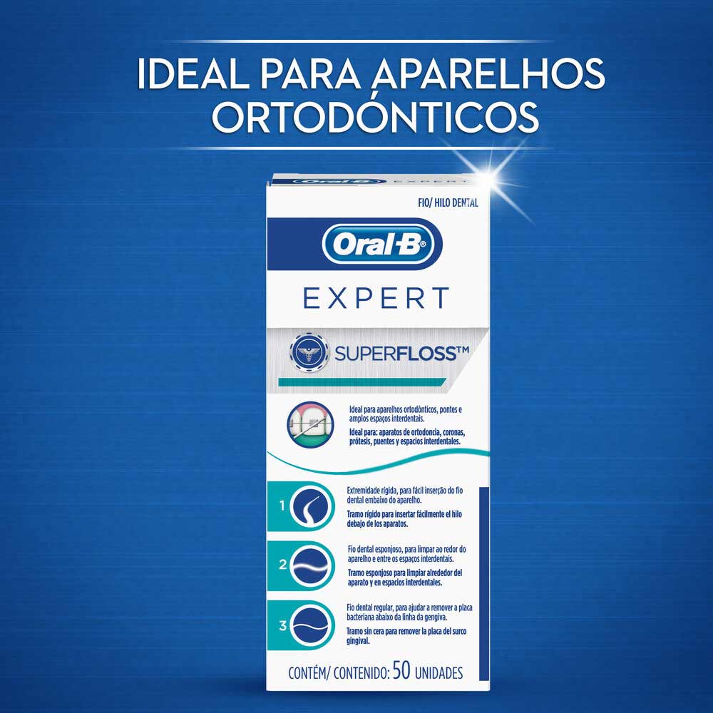 Fio Dental OralB Expert Super Floss Fio Dental 50 Unidades Drogarias
