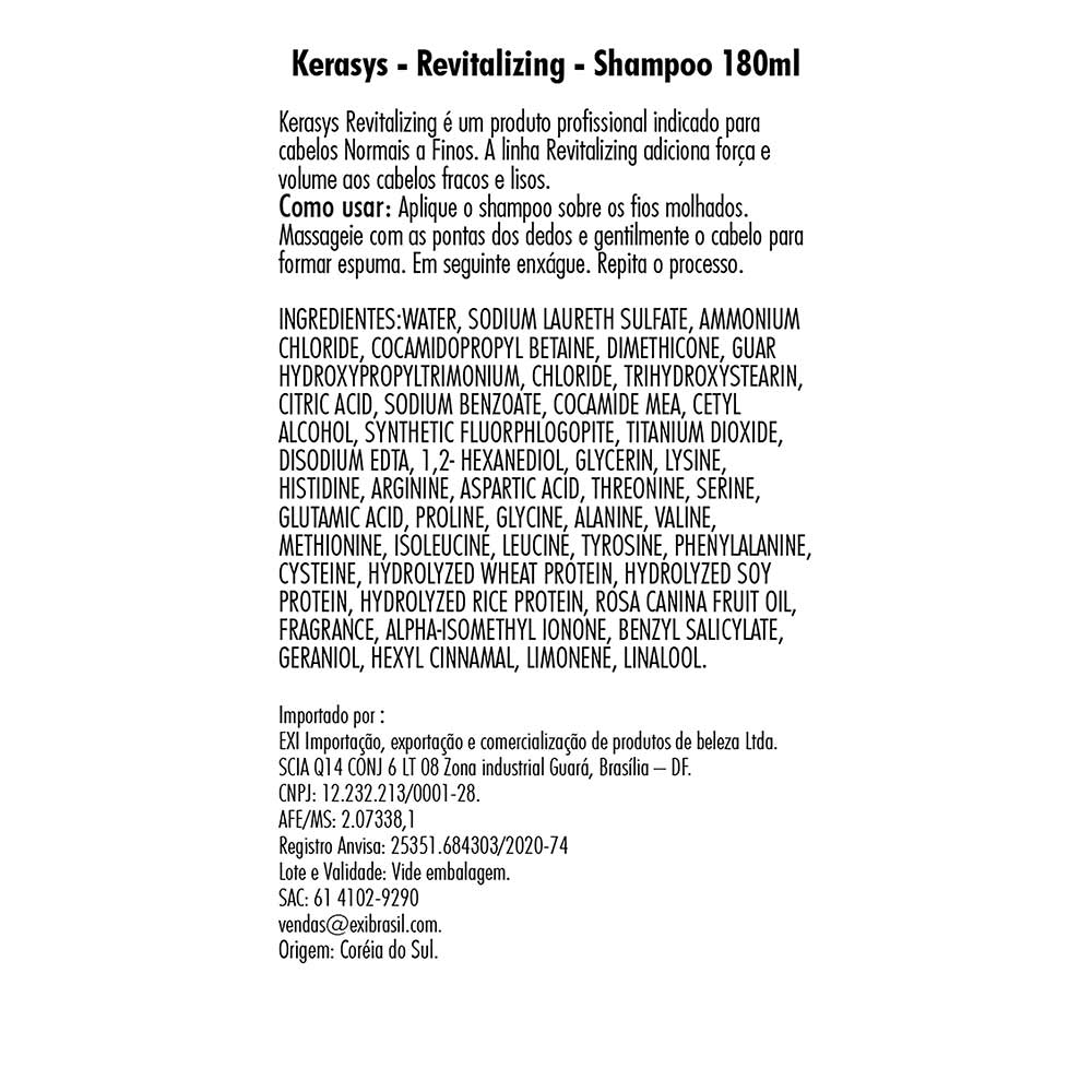 Shampoo Kerasys Revitalizing 180ml - Drogarias Pacheco