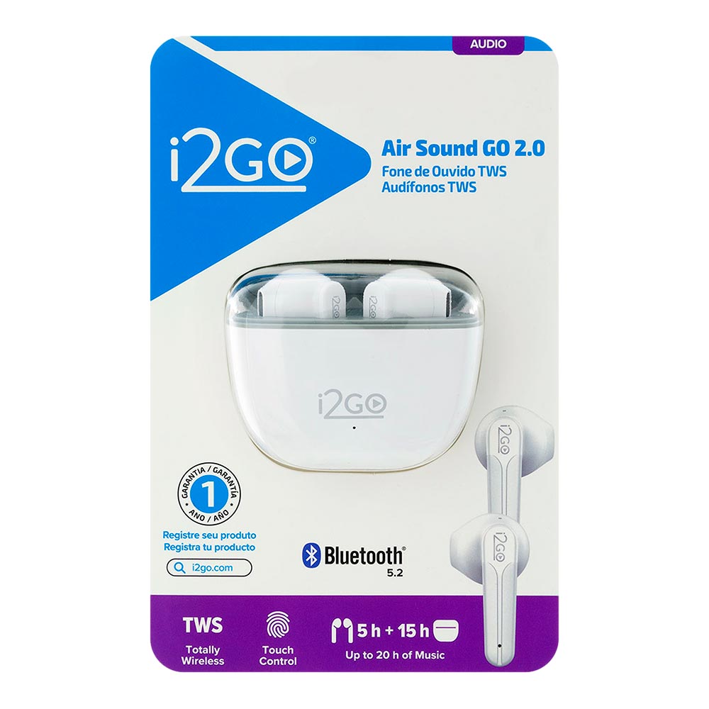 Fone de Ouvido Bluetooth Sem Fio TWS Air Pro GO 2.0 i2GO com Estojo de  Carregamento - i2GO PRO