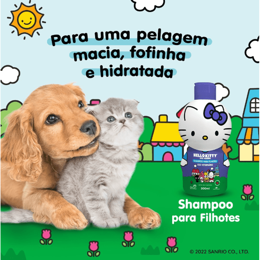 Shampoo Filhotes Hello Kitty and Friends Hidratante para Cães e Gatos 300ml