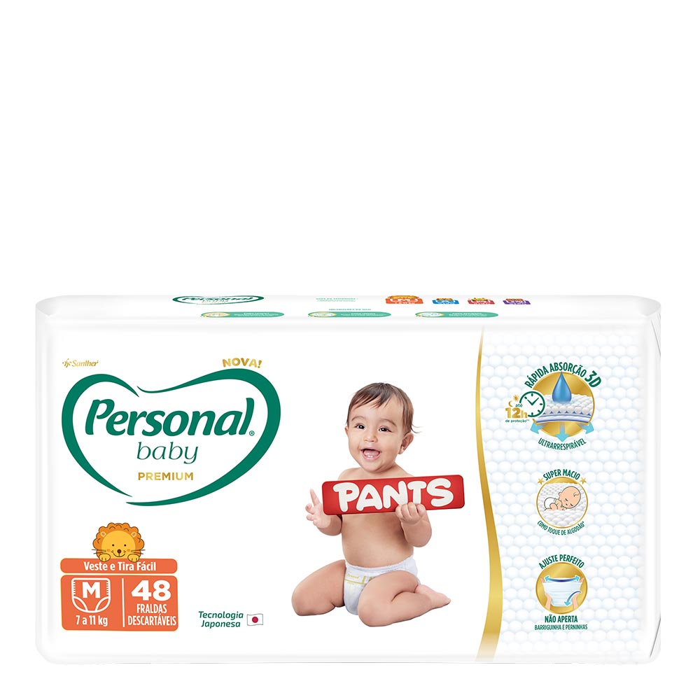 Fralda Descartável Personal Baby Pants Premium M 48 Unidades