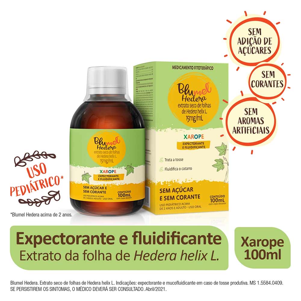 Expectorante Blumel 15mg/ml Hedera Xarope Infantil 100ml - Drogarias Pacheco