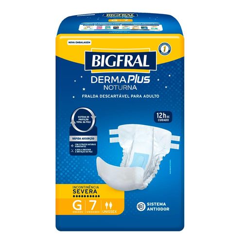 Fralda Geriátrica Bigfral Dermaplus Noturna G 7 Unidades