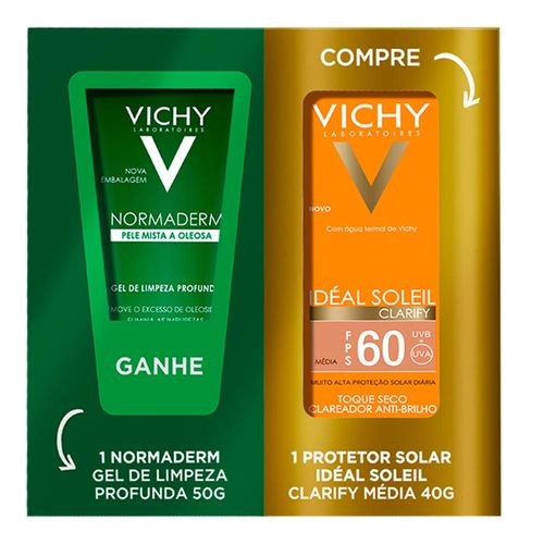 827797---Kit-Vichy-Protetor-Solar-Facial-Clarify-FPS60-Cor-Media-40g-Gel-Limpeza-Profunda-Normaderm-50g-1 827797---Kit-Vichy-Protetor-Solar-Facial-Clarify-FPS60-Cor-Media-40g-Gel-Limpeza-Profunda-Normaderm-50g-1