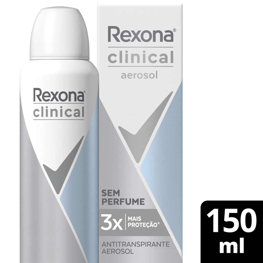 Unimed Adamantina - Antitranspirante Aerosol Rexona Clinical - 3x mais  Proteção superior tecnologia que forma uma blindagem contra o suor e mau  odor que dura 96 horas. Dermatologicamente testado. Peça já o