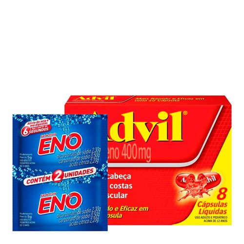 Kit-Analgesico-Advil-Alivio-Rapido-com-Ibuprofeno-400mg-8-Cap---Sal-de-Fruta-Eno-Tradicional--Alivio-Rapido-da-Azia-2-Envelopes-com-5g-Cada-1