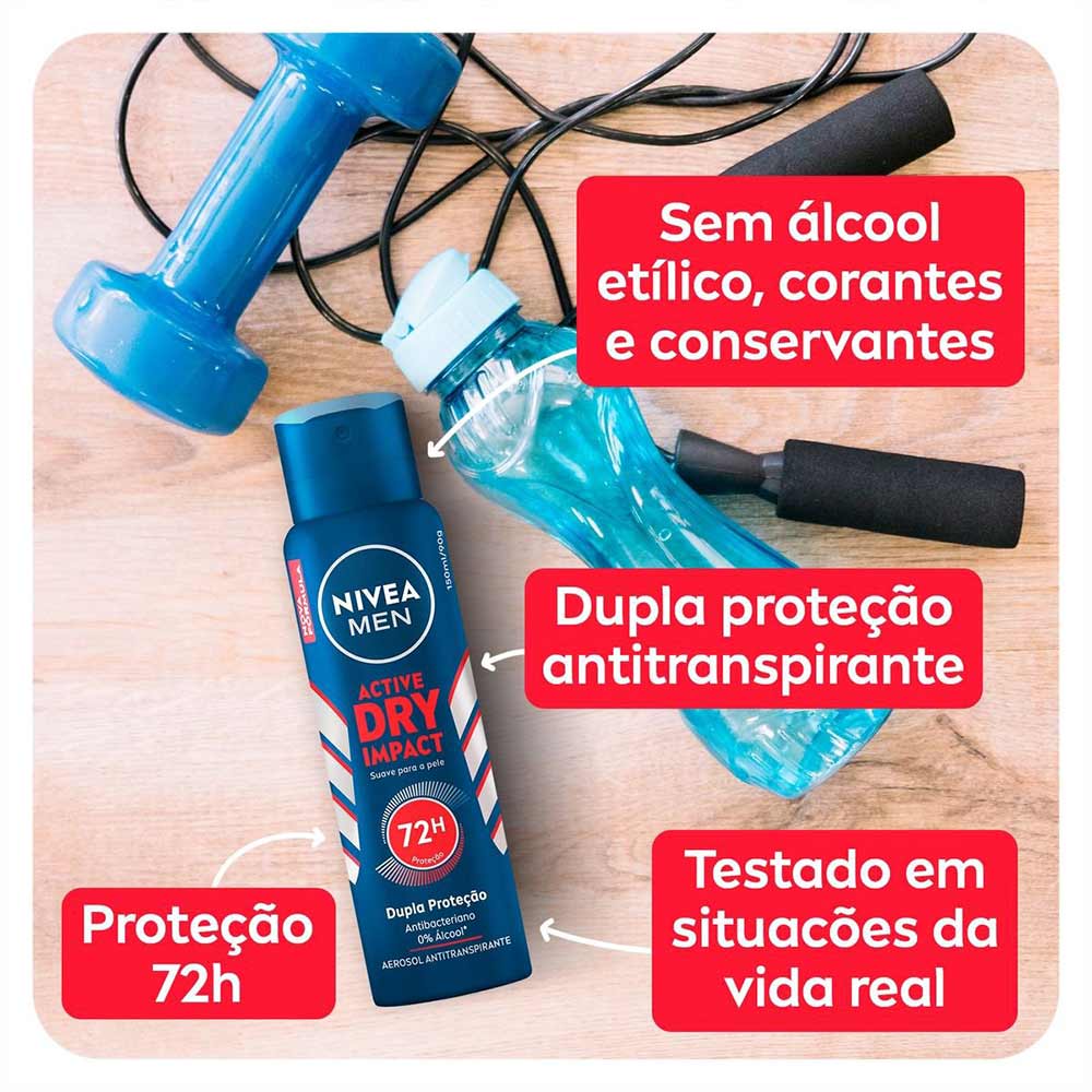 Desodorante Antitranspirante Aerossol Active Dry Nivea Men Impact 150ml -  BIG BOX - 402/403 Norte