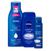 Kit-Nivea-Desodorante-Aerosol-Protect-e-Care-150ml---Sabonete-Liquido-50ml---Locao-Deo-Hidratante-Corporal-Milk-Hidratacao-Profunda-400ml