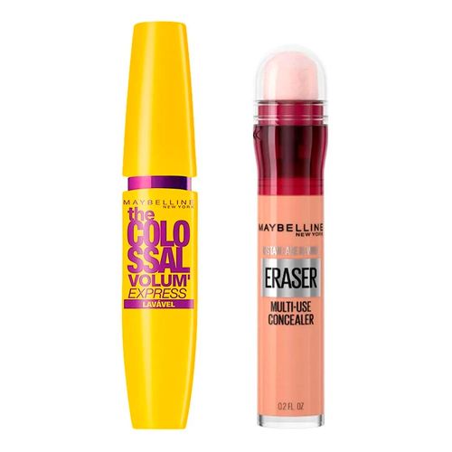 Kit-Maybelline-Mascara-de-Cilios-The-Colossal-Volum-Express-Lavavel-Preto---Corretivo-Liquido-Instant-Age-Rewind-Eraser-130-Honey-5-9ml