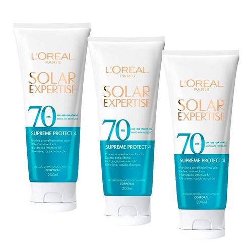 Kit-LOreal-Paris-Solar-Expertise-Protetor-Solar-Corporal-Supreme-Protect-4-FPS70-200ml-3-Unidades