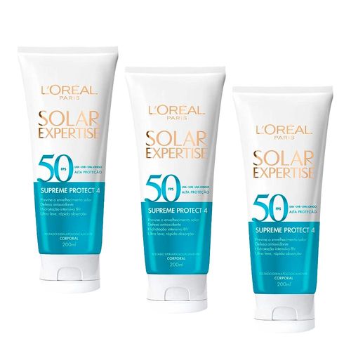 Kit-LOreal-Paris-Solar-Expertise-Protetor-Solar-Corporal-Supreme-Protect-4-FPS-50-200ml-3-Unidades