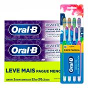Kit-Escova-Dental-Oral-B-Indicator-Colors-n35-Colection-4-Unidades---Creme-Dental-Clareador-Oral-B-3D-White-Brilliant-Fresh-70g-3-Unidades