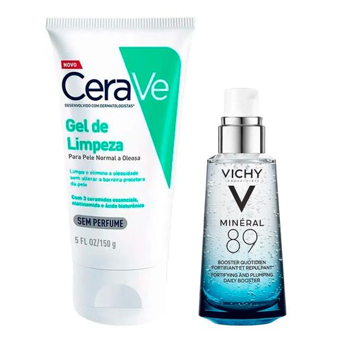 Kit-Hidratante-Facial-Vichy-Mineral-89-50ml---Gel-de-Limpeza-Cerave-150g