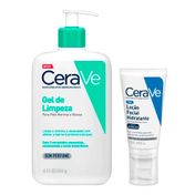 Kit-CeraVe-Gel-de-Limpeza-Pele-Oleosa-454g---Locao-Facial-Hidratante-Pele-Normal-a-Seca-52ml