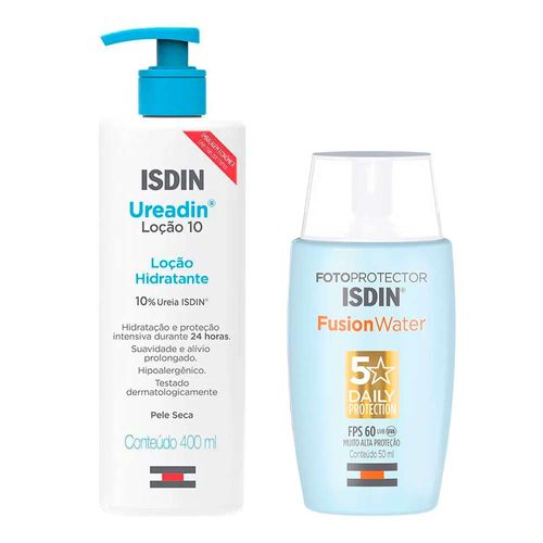 Kit-Isdin-Protetor-Solar-Facial-Fusion-Water-Oil-Control-FPS60-50ml---Locao-Hidratante-Corporal-Ureadin-10--Ureia-400ml