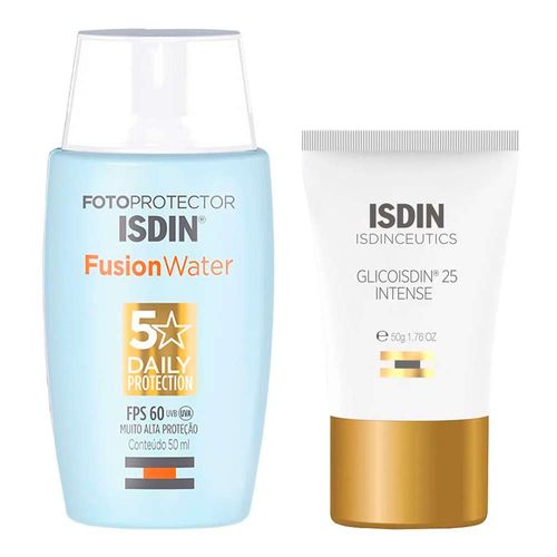 Kit-Isdin-Protetor-Solar-Facial-Fusion-Water-Oil-Control-FPS60---Gel-Facial-Glicoisdin-25-Intense-50ml