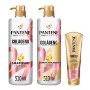 Kit-Pantene-Colageno-Shampoo-510ml---Condicionador-510ml---Mascara-de-Tratamento-Booster-Resgate-do-Dano-Quimico-90ml
