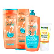 Kit-Elseve-Shampoo-e-Condicionador-400ml---Creme-para-Pentear-3-em-1-500ml---Protetor-Hidratante-Facial-Uniform---Matte-Vitamina-C-FPS50-40g