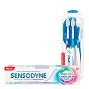 Kit-Sensodyne-Creme-Dental-Protecao-Completa-90g---Escova-Dental-Gentle-Pack-Extra-Macia-3-Unidades