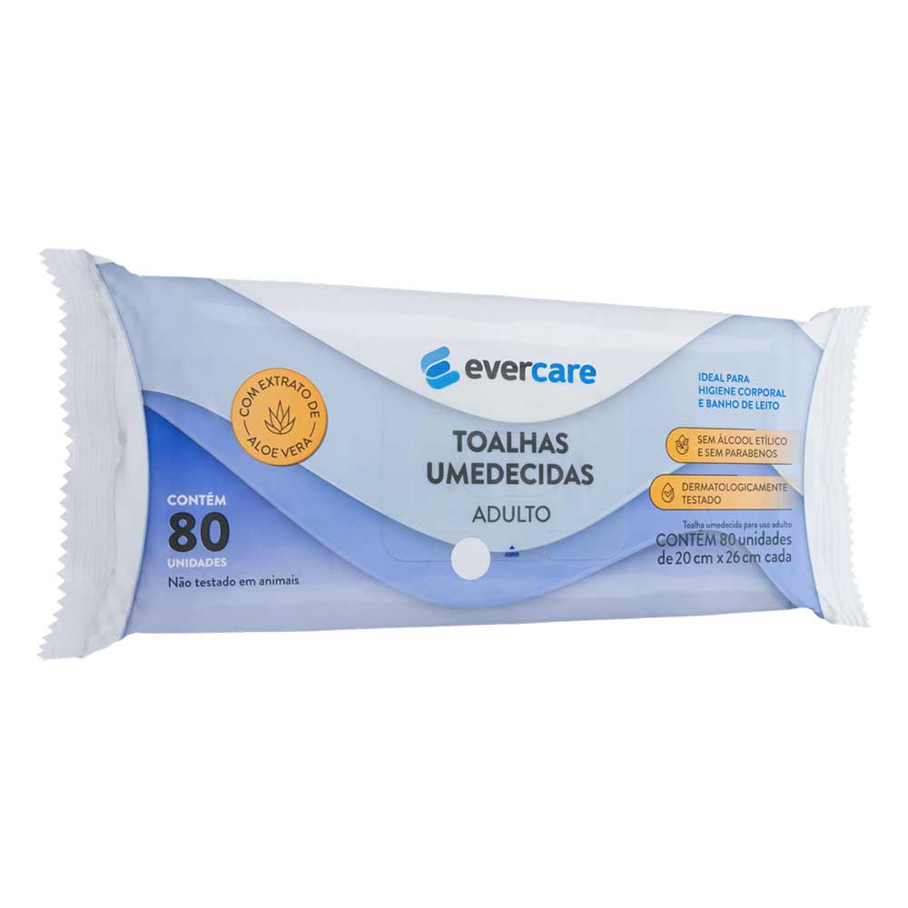 Toalhas Umedecidas Ever Care Adulto 80 Unidades - Drogarias Pacheco