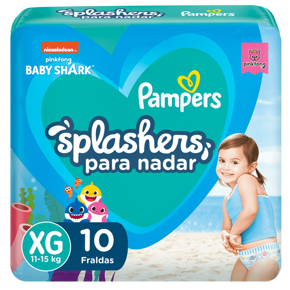 Fraldas Para Água Pampers Splashers Baby Shark G-XG 10 Unidades - Drogarias  Pacheco