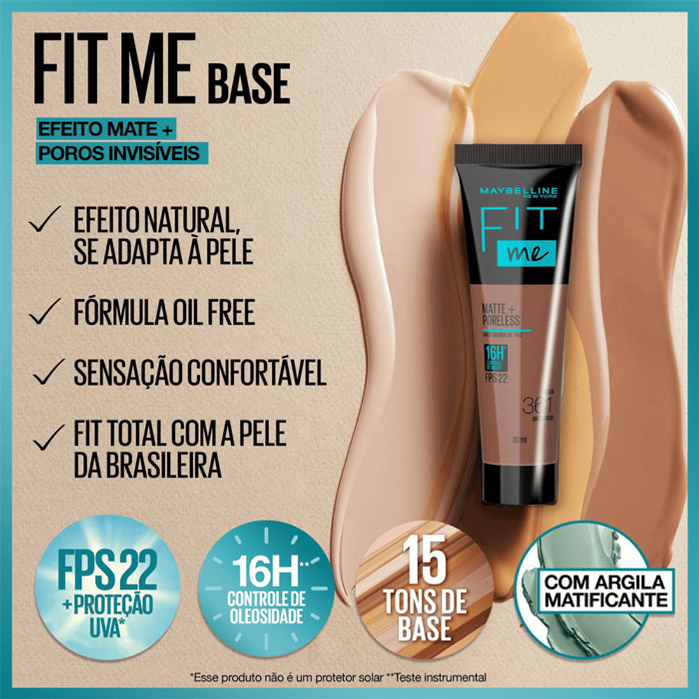 Base Líquida Maybelline NY Fit Me 120 FPS22 Efeito Matte 35ml - Drogarias  Pacheco