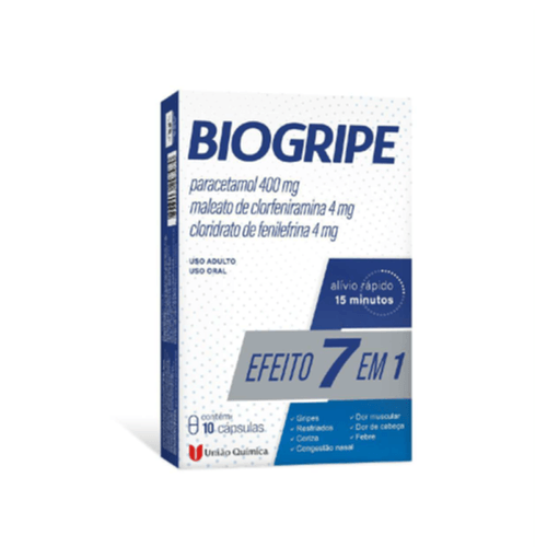 Analgésico, Antigripal, Antitérmico E Descongestionante Biogripe 400Mg + 4Mg + 4Mg 10 Cápsulas Duras