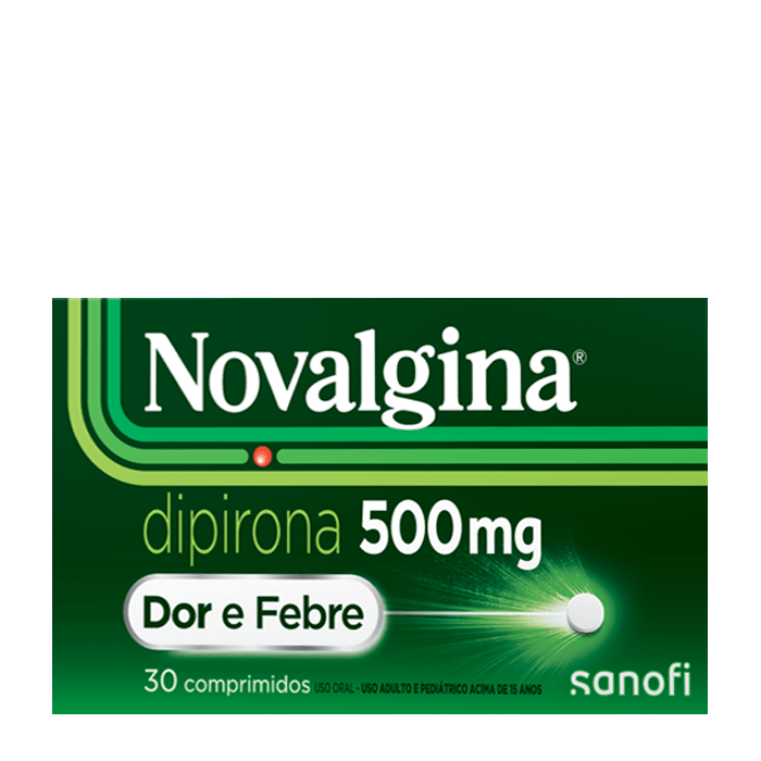 Analgésico e Antitérmico Novalgina 500mg Dipirona 30 Comprimidos
