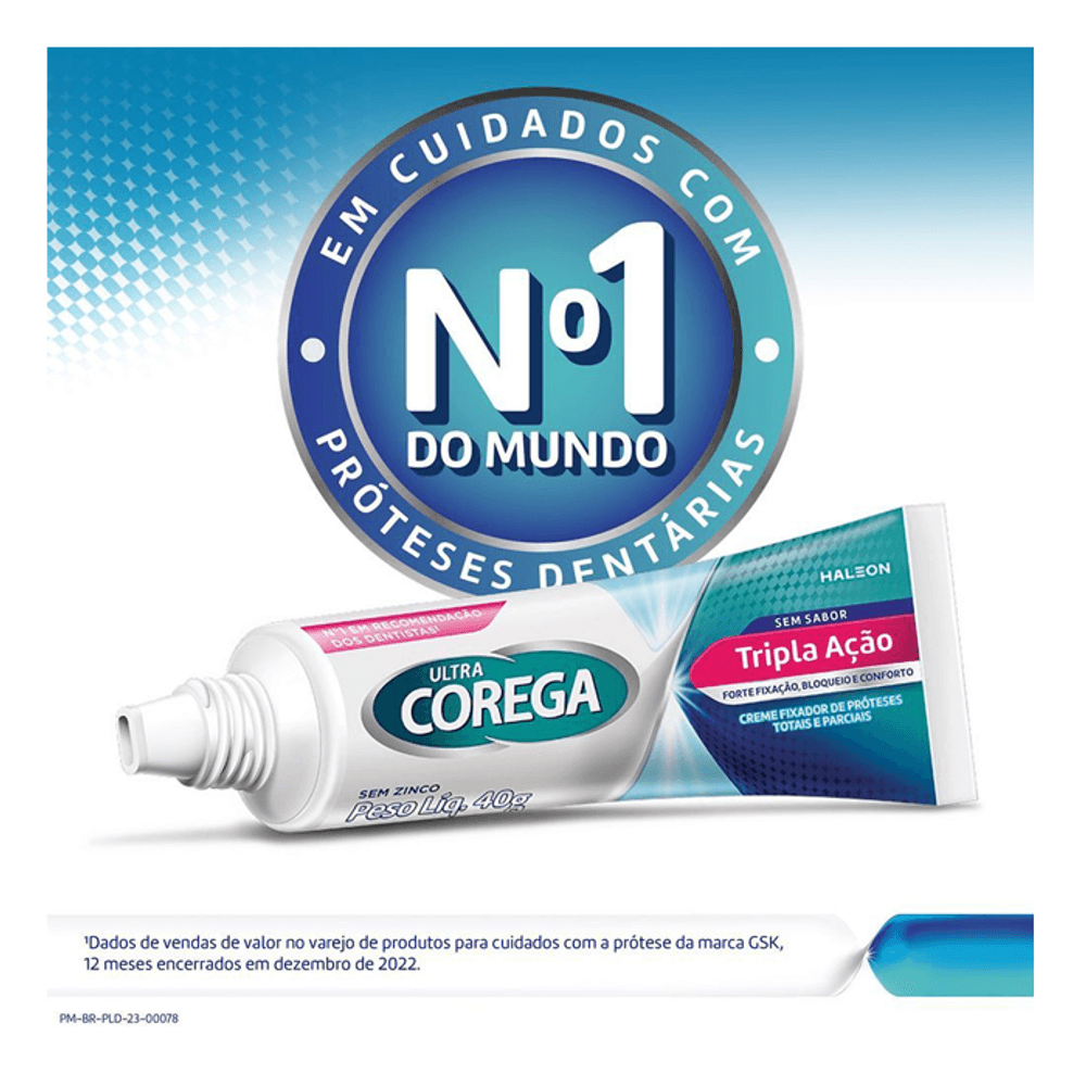 Fixador De Dentadura Ultra Corega Creme Sem Sabor Tripla Ação 40g Livre de  Zinco - Drogarias Pacheco