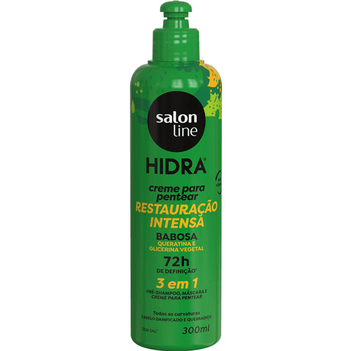 Creme Para Pentear 3 Em 1 Salon Line Hidra Restauração Intensa Babosa 300Ml