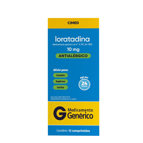 Antialérgico Loratadina 10Mg Genérico Cimed 12 Comprimidos